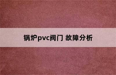 锅炉pvc阀门 故障分析